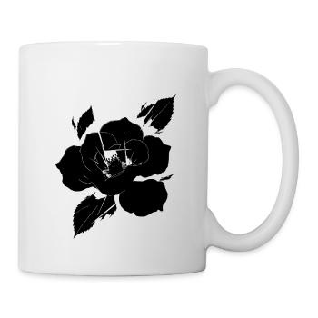 Fragmentierte schwarze Rose - Tasse - Weiß - Rechts