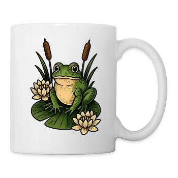 Green frog on lily pad - Mug - white - Right