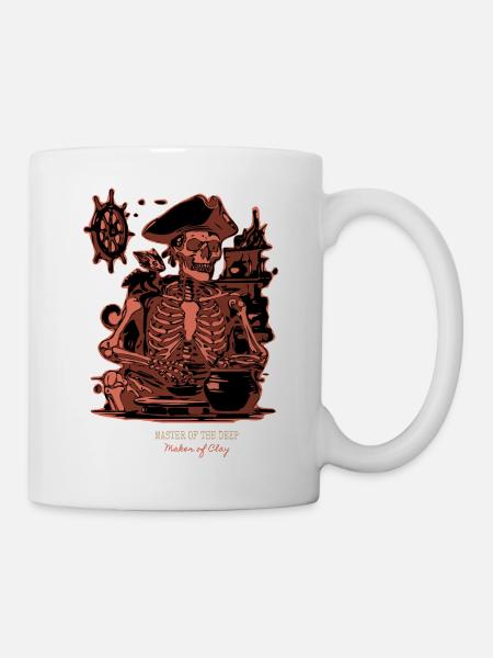 Master of the Deep - Skeleton Artisan Pottery - Mug - white