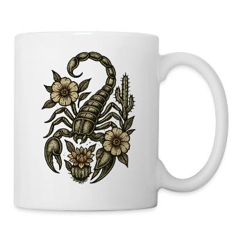 Gravure vintage de fleurs de scorpion - Mug blanc - blanc - Droite