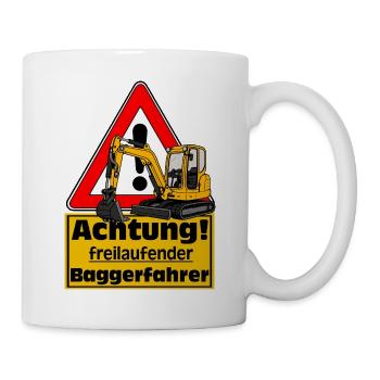 Attention Conducteur d’excavatrice, autocollant de chemise amusante - Mug blanc - blanc - Droite