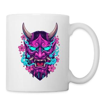 Floral Neon Demon Mask - Mug - white - Right