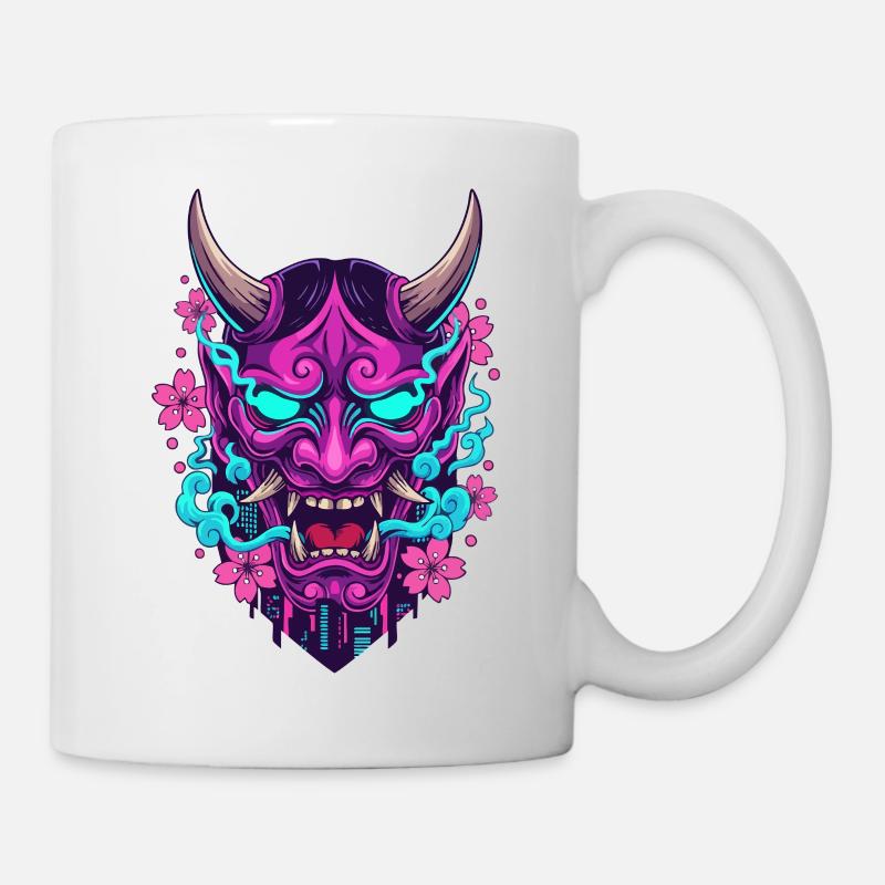 Masque Démon Néon Floral - Mug blanc - blanc