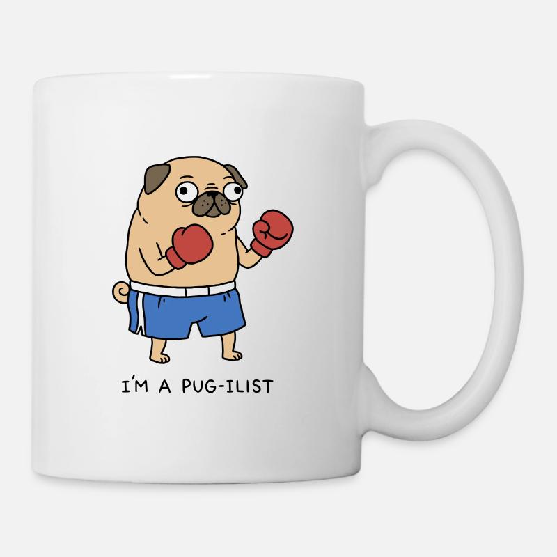 Je suis un pugiliste Boxer drôle Jeu de mots avec chien carlin - Mug blanc - blanc