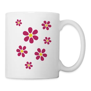 Blumenmuster pinke Blumen Geschenk für sie - Tasse - Weiß - Rechts