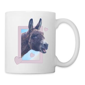 Âne pastel dans un cadre photo Âne et cœurs - Mug blanc - blanc - Droite