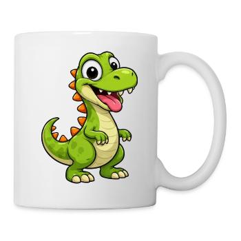 Fröhlicher Dino mit Zacken - Tasse - Weiß - Rechts