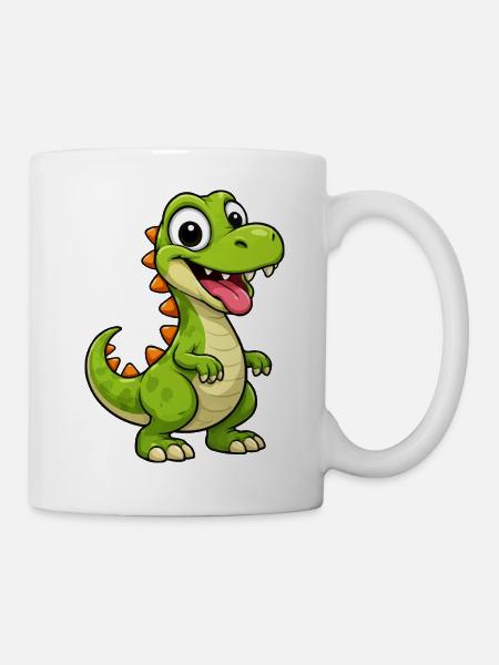 Fröhlicher Dino mit Zacken - Tasse - Weiß