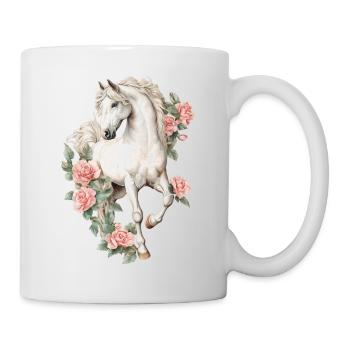 Cheval aux roses - Mug blanc - blanc - Droite