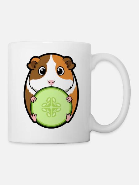 Guinea Pig Cucumber Comic - Mug - white