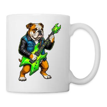 Bulldog Rocker with Neon Guitar - Mug - white - Right