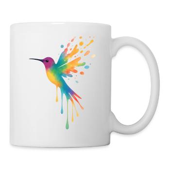Watercolor Hummingbird: Multicolored Bird Splash - Mug - white - Right