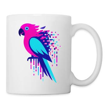 Glitch pixelated Geek parrot - Mug - white - Right