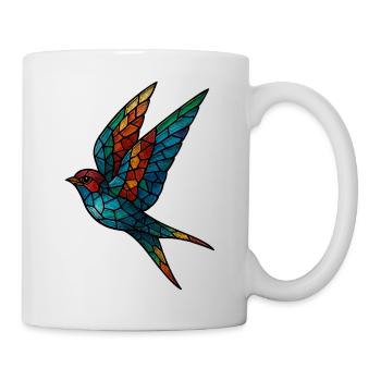 Swallow Stained Glass Mosaic Colorful Bird - Mug - white - Right