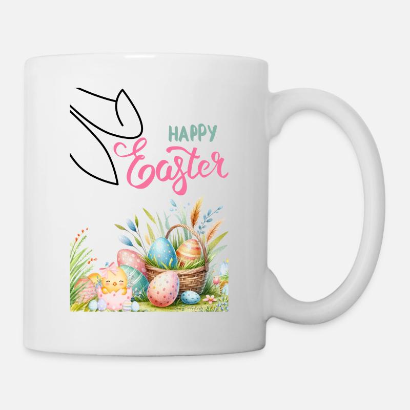 Panier de Pâques pastel et œufs - Mug blanc - blanc