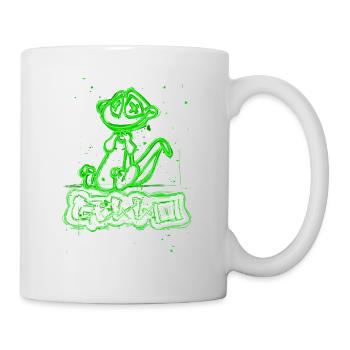 Neon Graffiti Dog in Green Stripes - Mug - white - Right