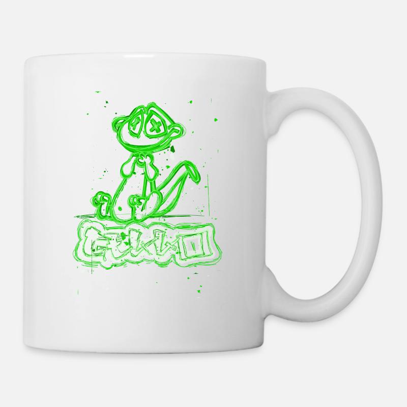 Neon Graffiti Dog in Green Stripes - Mug - white