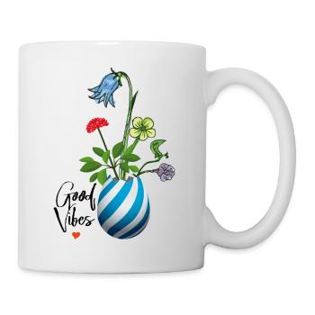 Vase mit Wildblumen - Tasse - Weiß - Rechts