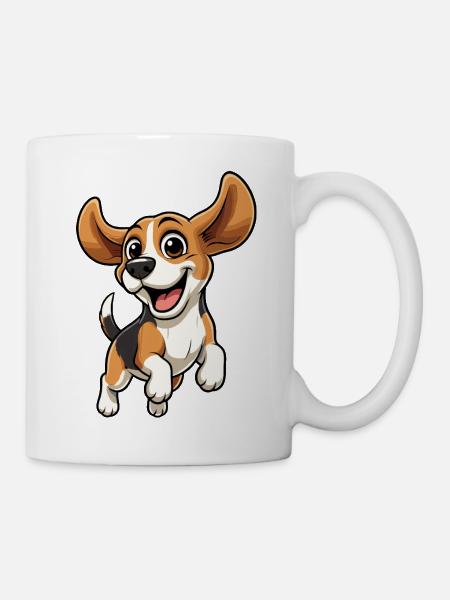 Fröhlicher Beagle Sprung - Tasse - Weiß