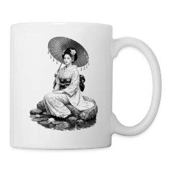 Geisha in kimono with umbrella - Mug - white - Right