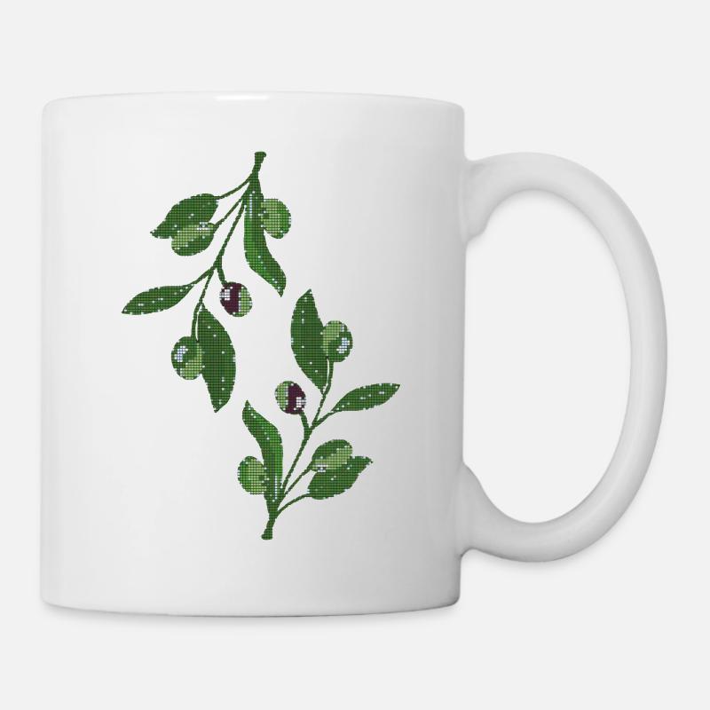 olive branches Mosaic Green - Mug - white