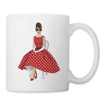 Vintage Polka Dot Dress Fifties - Mug - white - Right