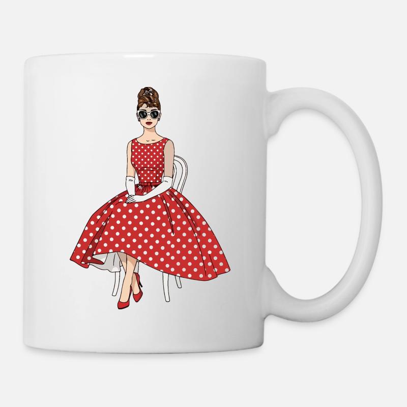 Vintage Punktekleid Fifties - Tasse - Weiß