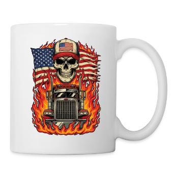 Trucker Patriotic US Semi Truck Driver - Mug - white - Right
