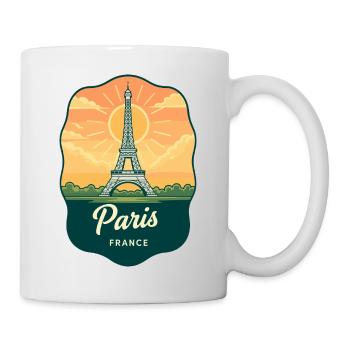 Insigne rétro du coucher de soleil de la Tour Eiffel de Paris - Mug blanc - blanc - Droite