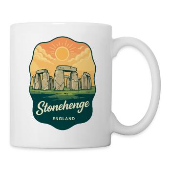 Stonehenge England Vintage Sunset Reiseabzeichen - Tasse - Weiß - Rechts