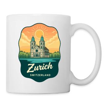 Zurich Grossmünster, Suisse Voyage Vintage - Mug blanc - blanc - Droite