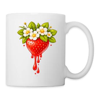Fraise avec fleurs et gouttes - Mug blanc - blanc - Droite