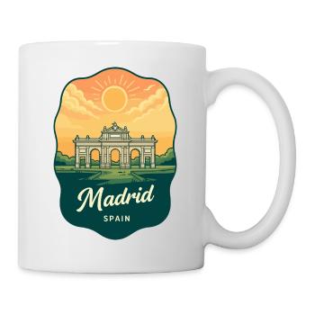 Badge de voyage vintage du coucher de soleil de Madrid - Mug blanc - blanc - Droite