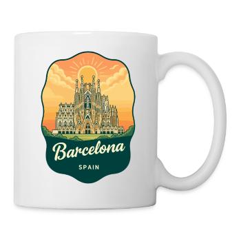 Barcelona Sagrada Familia Vintage Sunset Badge - Mug - white - Right