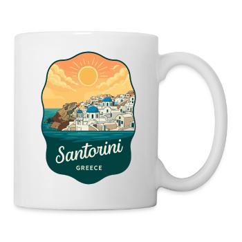 Insigne rétro Sunset des Dômes Bleus de Santorin - Mug blanc - blanc - Droite