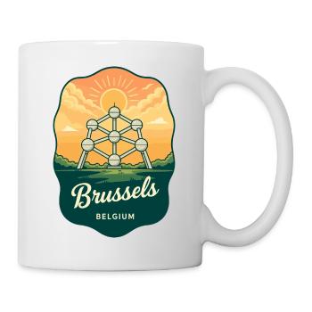 Brussels Atomium Vintage Sunset Travel Badge - Mug - white - Right