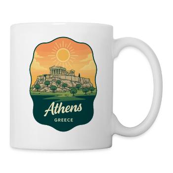 Athens Parthenon Vintage Sunset Abzeichen - Tasse - Weiß - Rechts