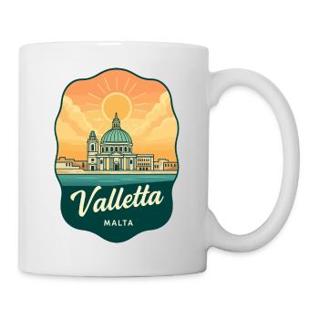 Valletta Malta Retro Sunset Travel Badge - Mug - white - Right