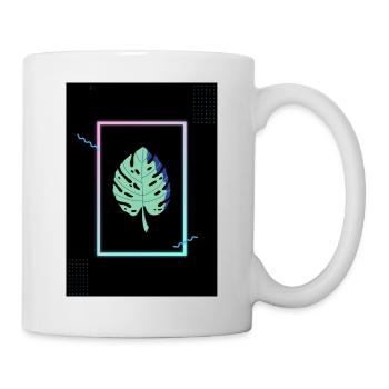 Monstera Neon Frame - Tasse - Weiß - Rechts
