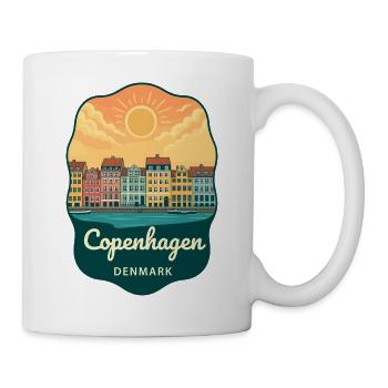 Badge Rétro Sunset de Copenhague Nyhavn - Mug blanc - blanc - Droite