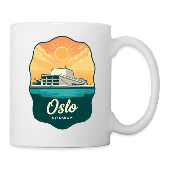 Oslo Opera House Retro Sunset Badge - Mug - white - Right