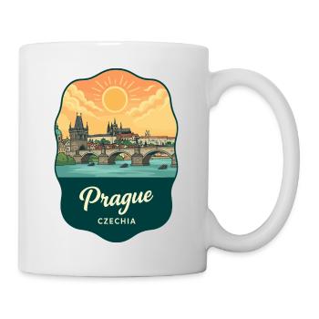 Prager Karlsbrücke Vintage-Abzeichen - Tasse - Weiß - Rechts