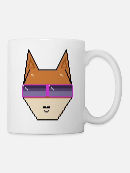 Retro Shiba: Cool 80s Pixel Art Dog Design - Mug - white