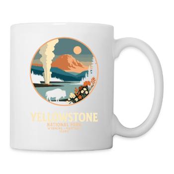 Yellowstone Geyser Landschaft Emblem - Tasse - Weiß - Rechts