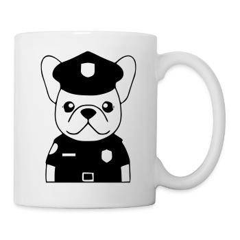 Frenchie Polizist Hund Schwarz - Tasse - Weiß - Rechts