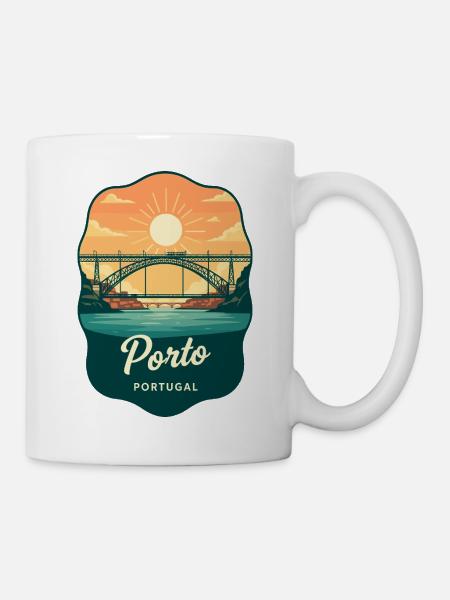 Porto Dom Luis Brücke Retro-Reiseabzeichen - Tasse - Weiß