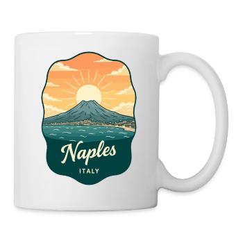 Neapel Mount Vesuvius Retro Reiseabzeichen - Tasse - Weiß - Rechts