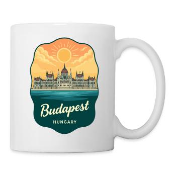Budapester Parlament Vintage Sunset Abzeichen - Tasse - Weiß - Rechts