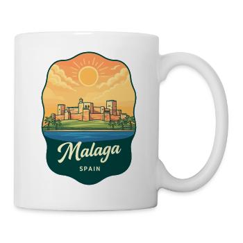 Malaga Alcazaba Vintage Sunset Reiseabzeichen - Tasse - Weiß - Rechts