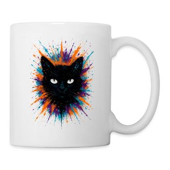 Chat Noir Watercolor Splash Art - Mug blanc - blanc - Droite